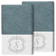 Linum Home Turkish Cotton Monica 2-Piece Embellished Hand Towel Set, Teal