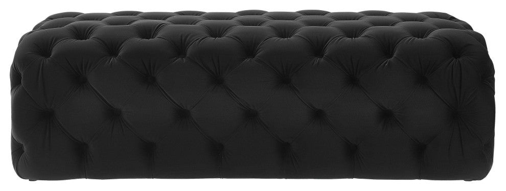 Kaylee Black Velvet Ottoman