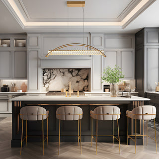 LNC Cardoon 1-Light 39.4" Modern Linear Crystal LED Kitchen Island Light, Brass
