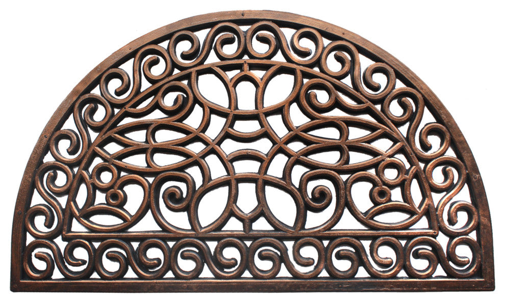 Bronze Moulded Trellis Half-round Rubber Doormat, 18"x30"