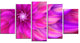 Massive Pink Fractal Flower, Large Floral Canvas Art Print, 60"x32", 5 Panels