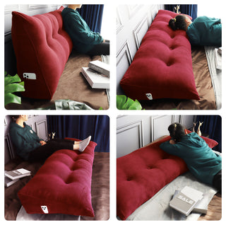 Bed Backrest Wedge Reading Pillow Daybed Headboard Cushion Red, 59x20x8