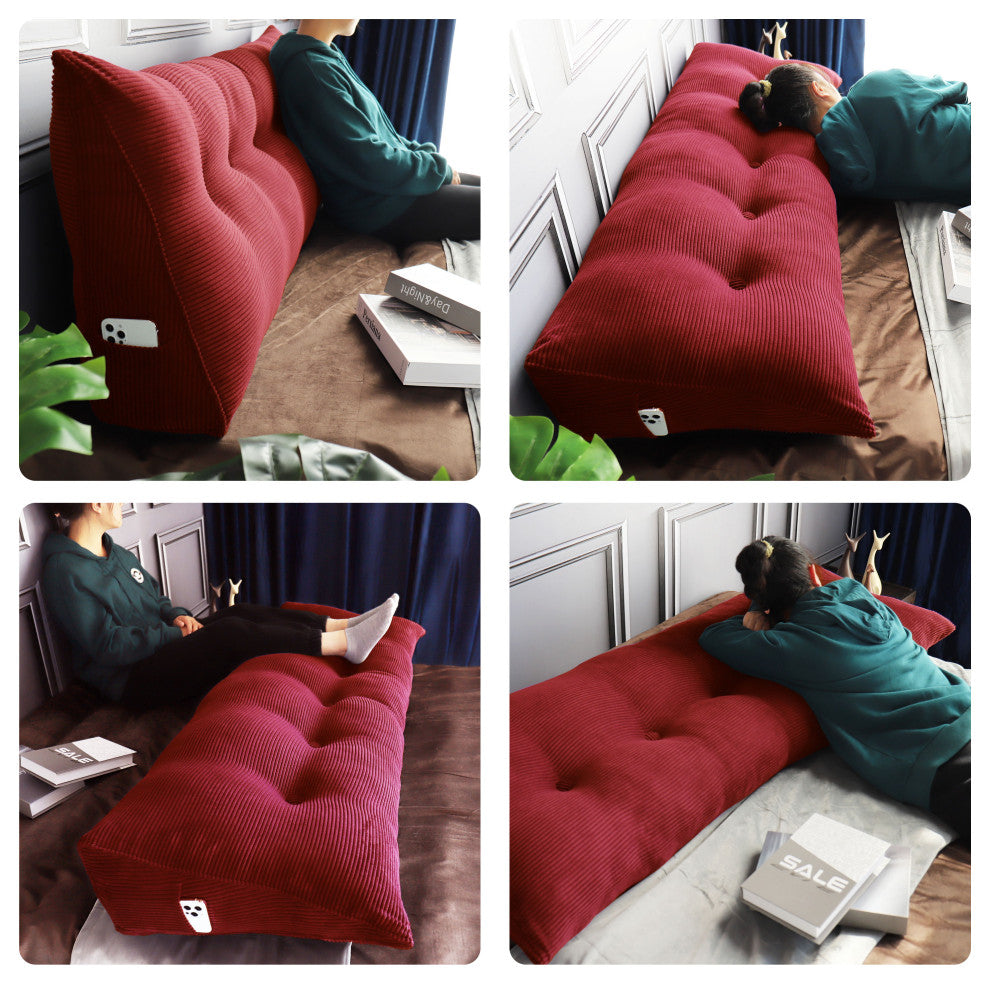 Bed Backrest Wedge Reading Pillow Daybed Headboard Cushion Red, 59x20x8