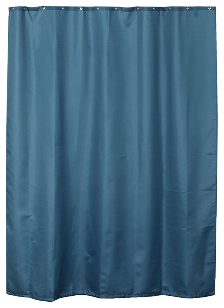 Extra Long Shower Curtain Polyester, 12 Rings, 79"Lx71"W, Tahitian Blue