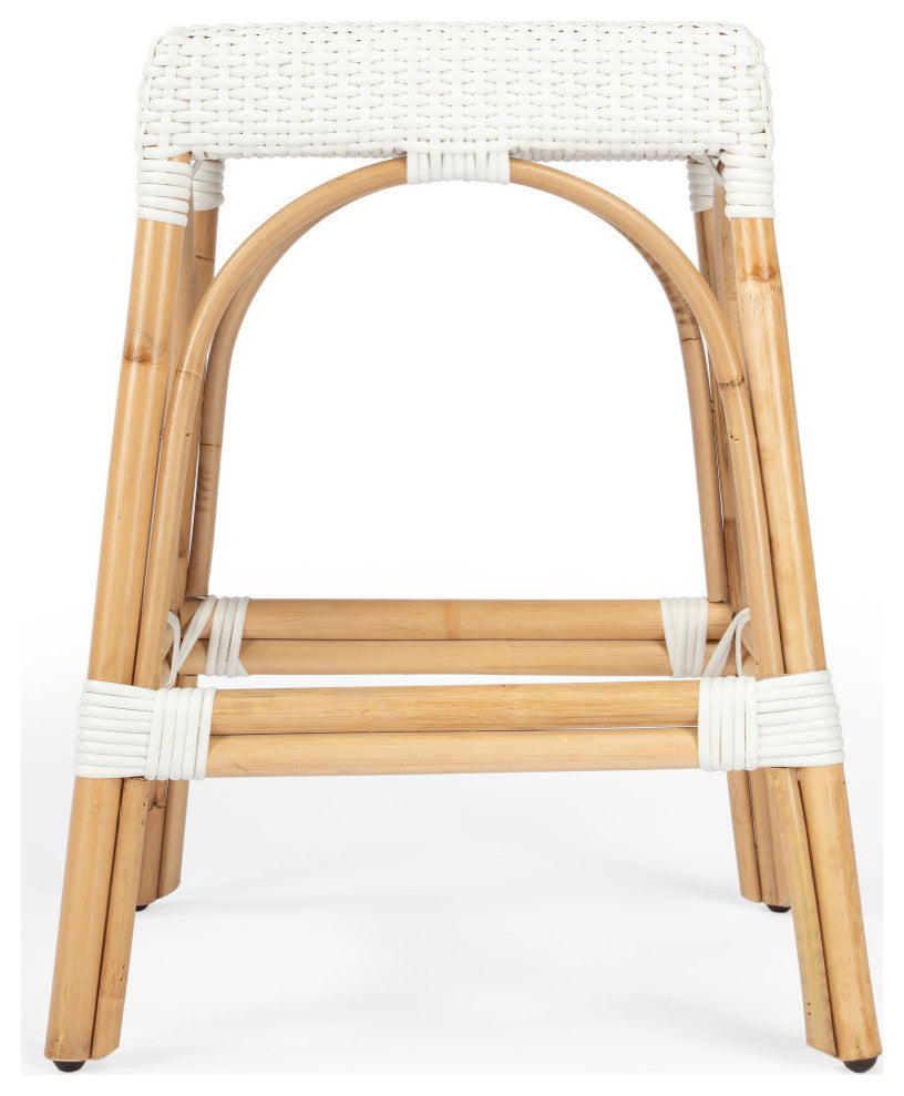 Robias Rectangular Rattan 24.5" Counter Stool, White