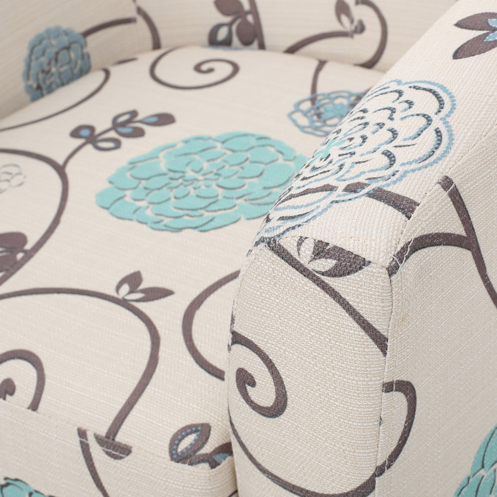 GDF Studio Palisades White and Blue Fabric Club Chair