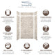 Transolid SaraMar 48"x36"x96" 6-Piece Shower Wall Kit with Extension, Sand Creme