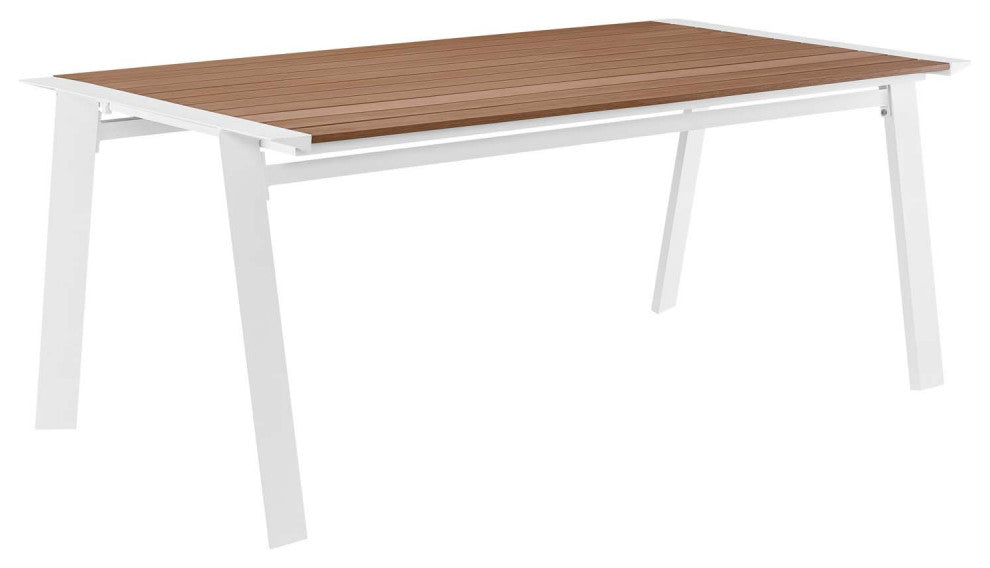 Roanoke 73" Outdoor Patio Aluminum Dining Table - White Natural