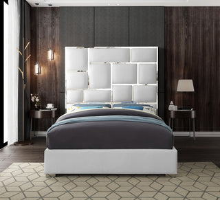 Milan Faux Leather Bed, White, King