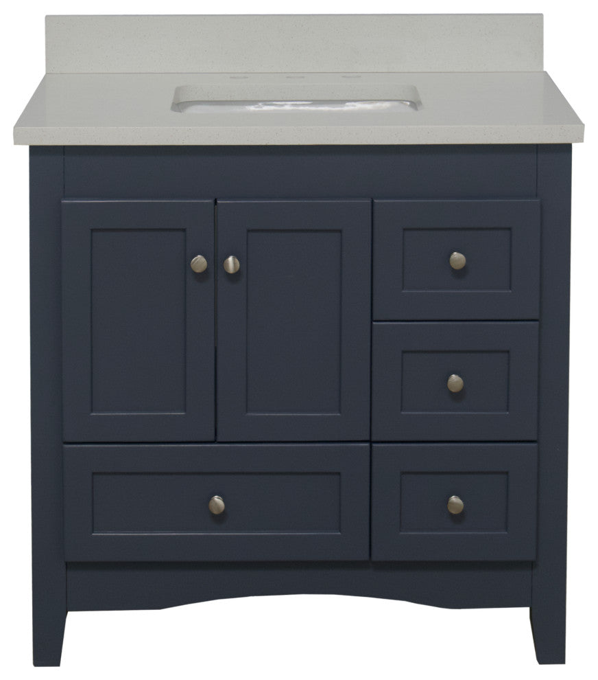 Abbey 36" Bathroom Vanity, Marine Gray, Quartz
