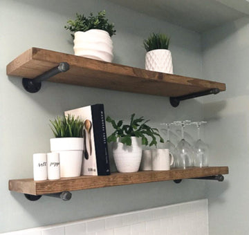 Teton Industrial Rustic Floating Shelf - Modern Farmhouse Shelf - Open Shelving