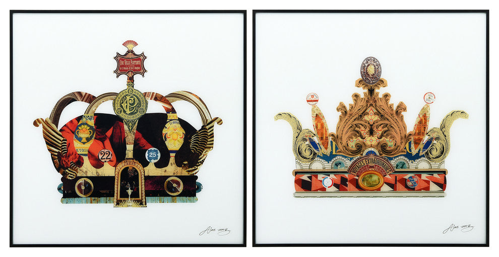 "Crowns" Printed Wall Art Glass Encased With Black Anodized Aluminum Frame