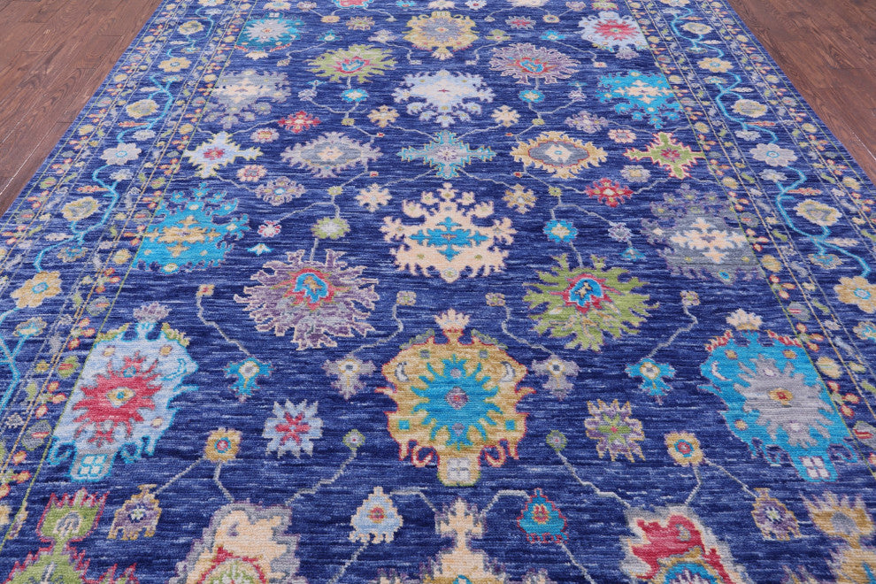 9' 2" X 12' 1" Hand-Knotted Turkish Oushak Wool Rug - Q14959