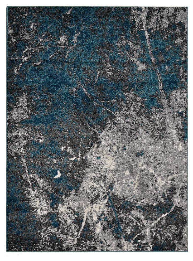 MACHINE MADE HEATSET POLYPROPYLENE AREA RUGS -Silver Ivory Color,Abstract Design, [Rectangle] 9'x12'