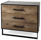 Alvin Medium Brown Solid Wood With Black Iron Frame Accent Cabinet