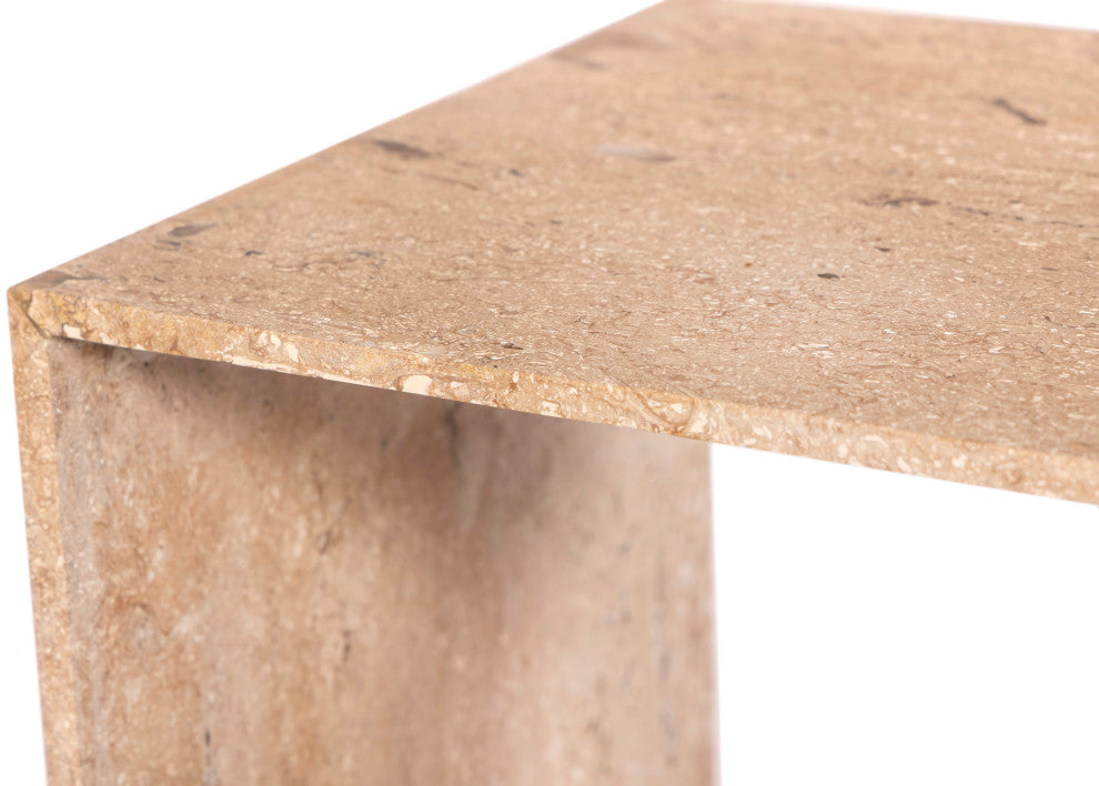 Canova Travertine End Table, Beige, End Table