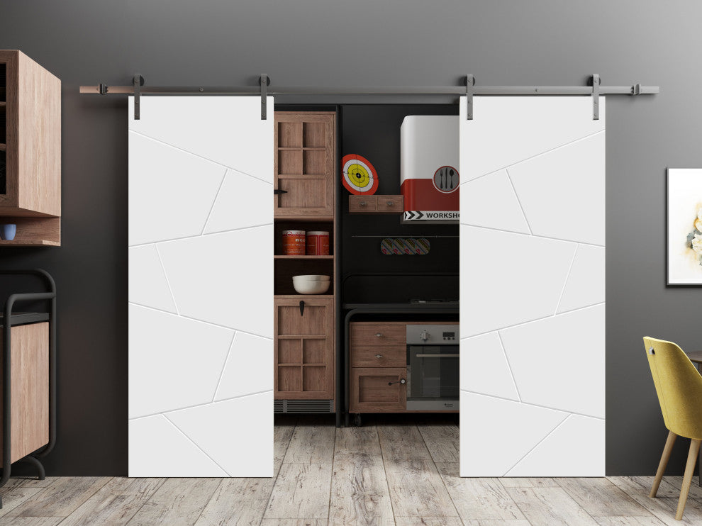 Double Barn Door 84 x 80 | Planum 0990 Painted White | 14FT