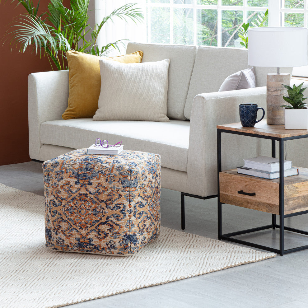 Tofino Orange 20" x 20" x 20" Multicolor Pouf