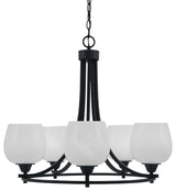 Paramount 5-Light Chandelier, Matte Black, 6" White Marble Glass