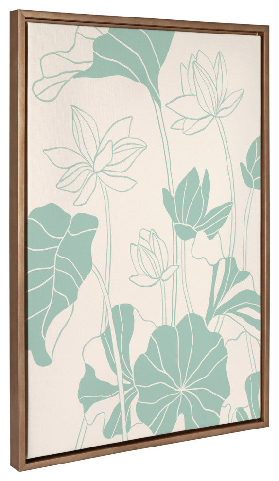 Sylvie Lotus Garden Framed Canvas by Kasey Free, Gold 23x33