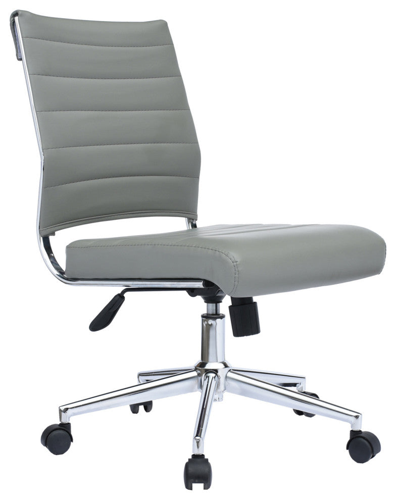 Set of 2 Mid Back Swivel Boss Ribbed PU Leather Office Chair Modern Ergonomic, Grey