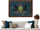 Pennsylvania State Vintage Flag Print With Brown Gold Frame, 23"X33"