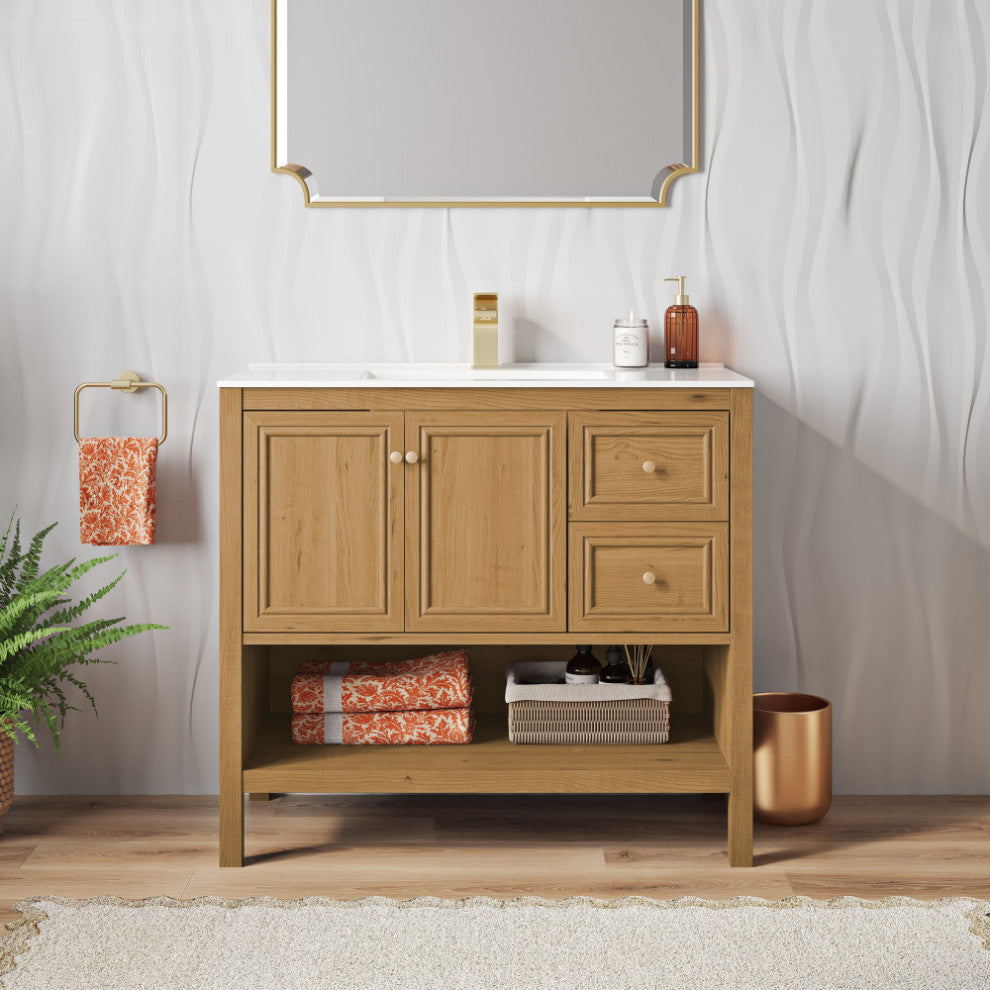 Chateau 36" Bathroom Vanity, Natural Oak
