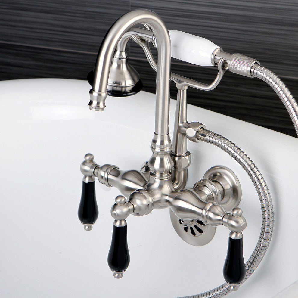 Aqua Vintage Wall Mount Clawfoot Tub Faucet, Brushed Nickel