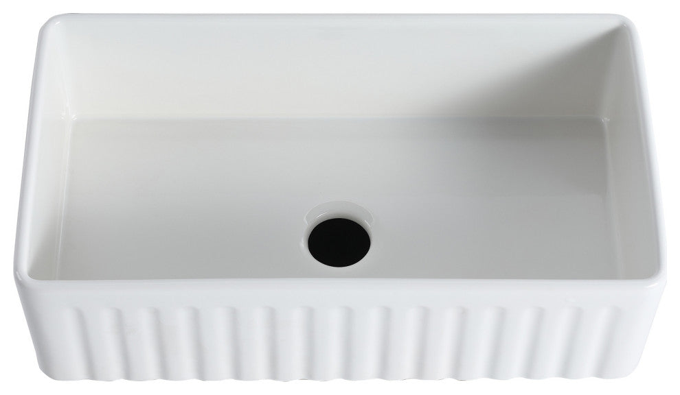 White Fireclay 33 in. Single Bowl Farmhouse Apron Kitchen Sink with Accessories,