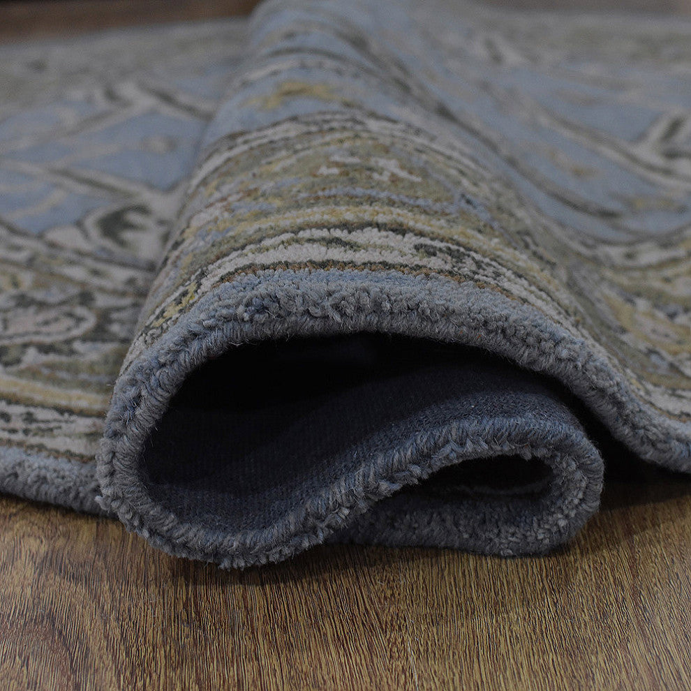 HAND TUFTED WOOL ECO-FRIENDLY AREA RUGS, Blue Green Color, Oriental Design