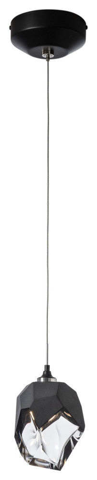 Chrysalis 1-Light Small Pendant Black Finish- Standard, Black Crystal