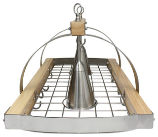 Elegant Designs 2-Light Kitchen Wood Pot Rack With Downlights