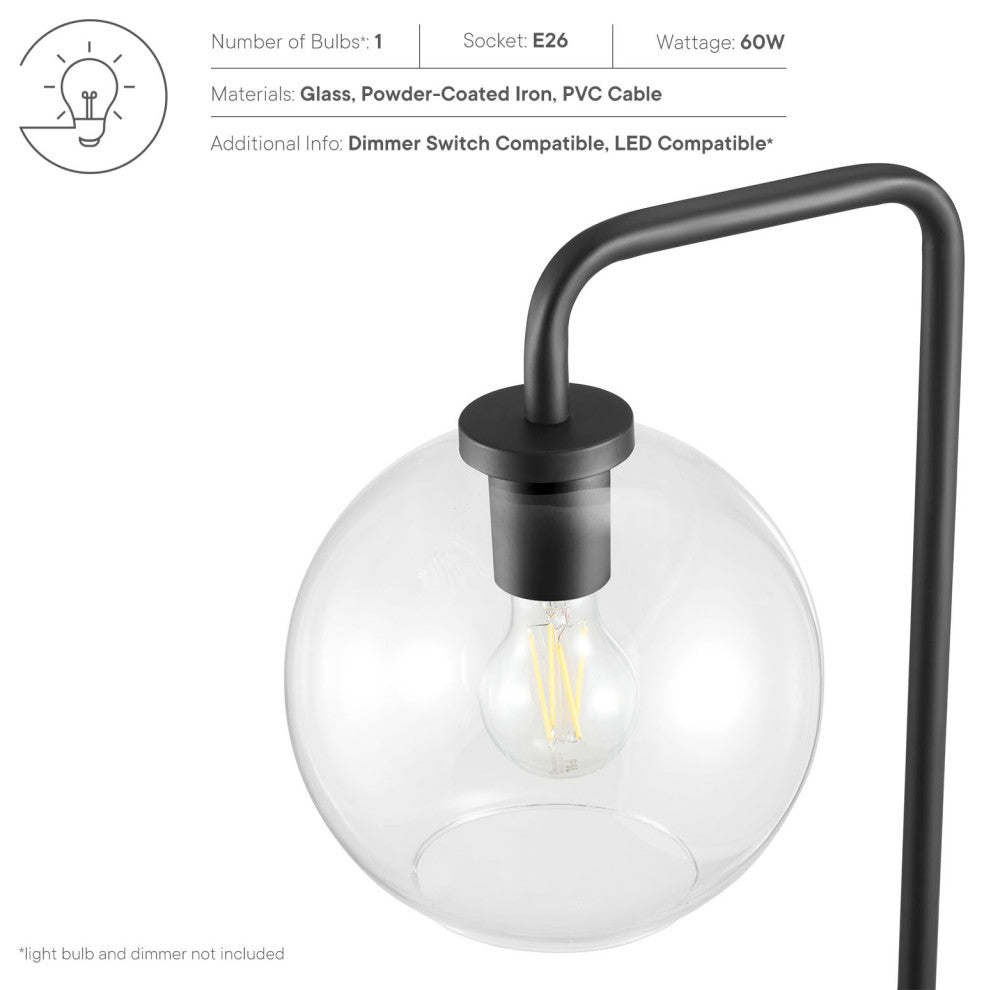 Silo Glass Globe Glass and Metal Floor Lamp, Black