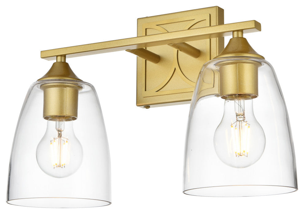 2 Light Brass And Clear Bath Sconce