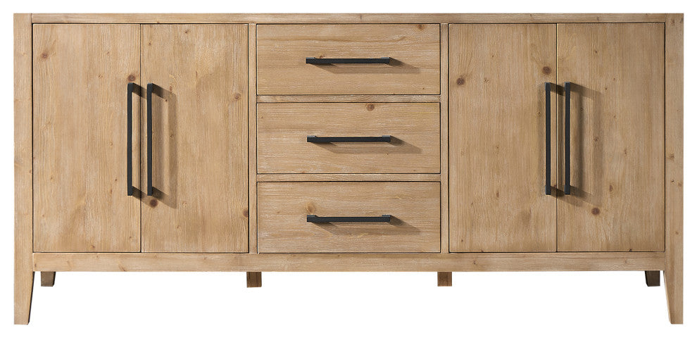 Laurel Bathroom Cabinet Vanity Base, Weathered Fir, 72", Without Mirror