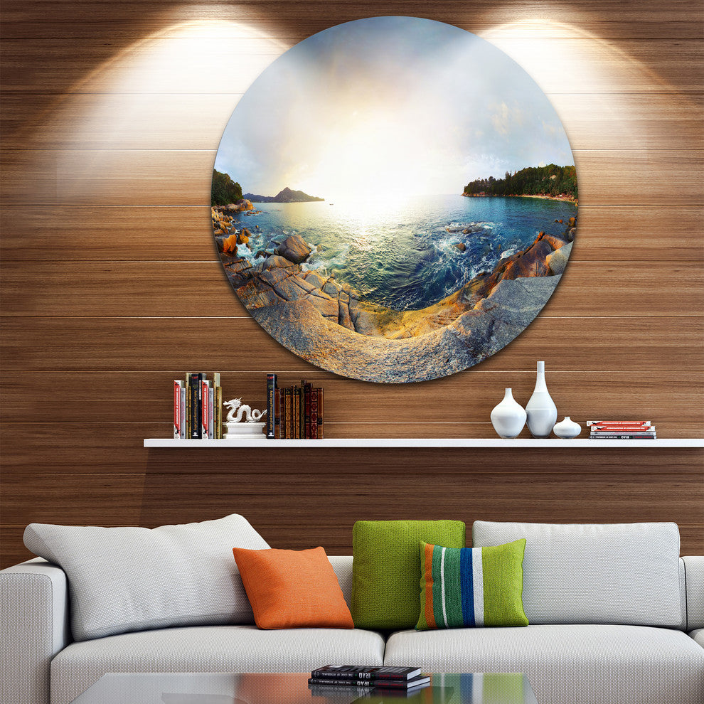 Rocky Coast In Andaman Sea, Landscape Round Wall Art, 23"