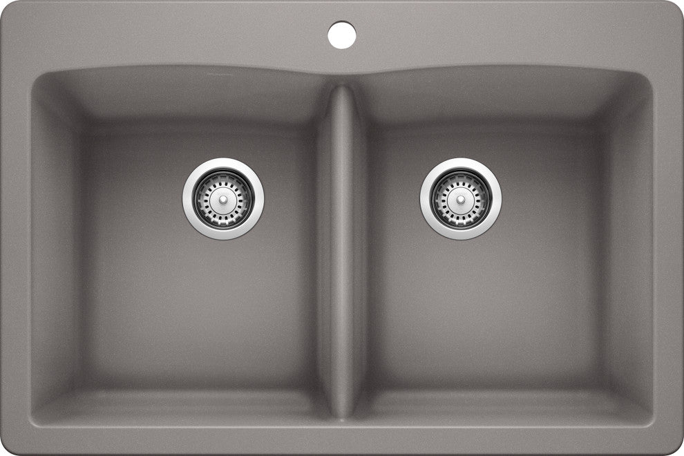 Blanco 440219 Diamond Silgranit Dual Mount Equal Double-Bowl Sink (Metallic