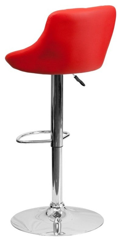 Estella Lily Low-Back Red Vinyl Swivel Bucket Adjustable Barstool