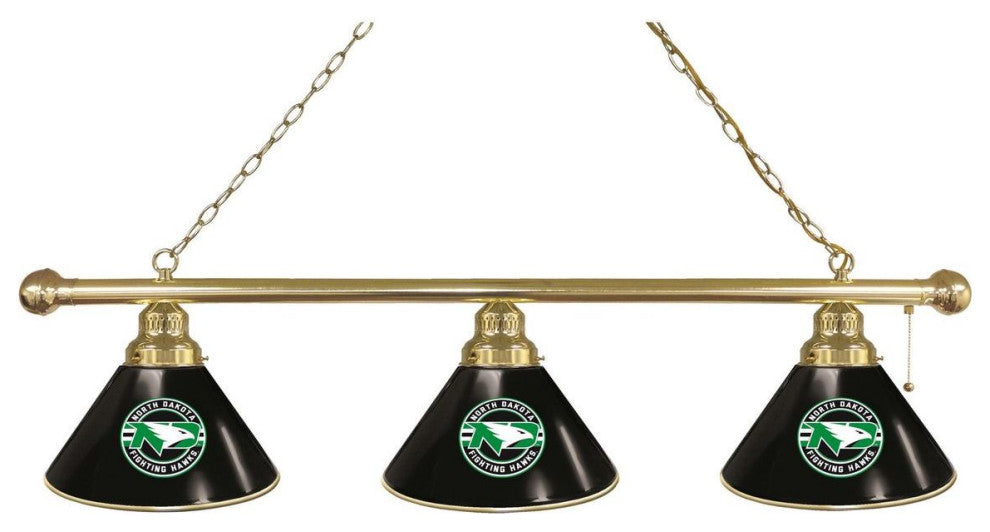 Holland University of North Dakota 3-Shade Billiard Light - Brass