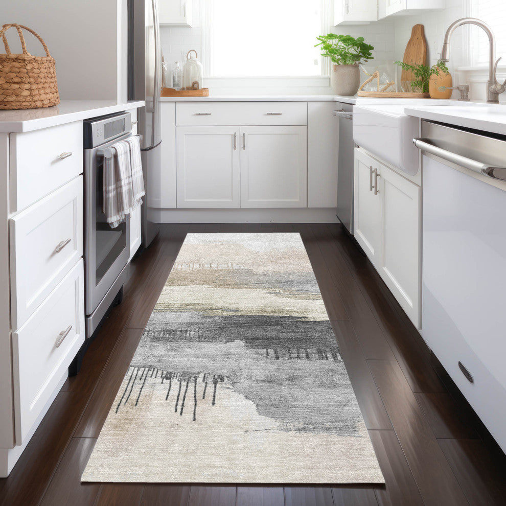 Machine Washable Indoor/Outdoor Chantille ACN1880 Ivory 2'3" x 7'6" Runner Rug