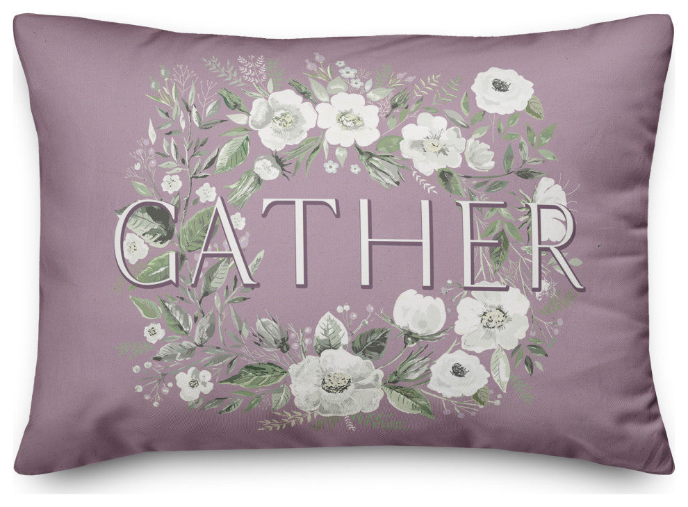 Light Floral Wreath Gather 14x20 Spun Poly Pillow