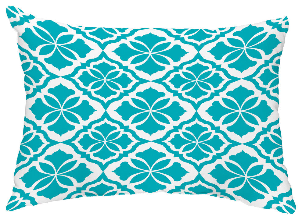 Ceylon 14"x20" Abstract Decorative Outdoor Pillow, Turquoise