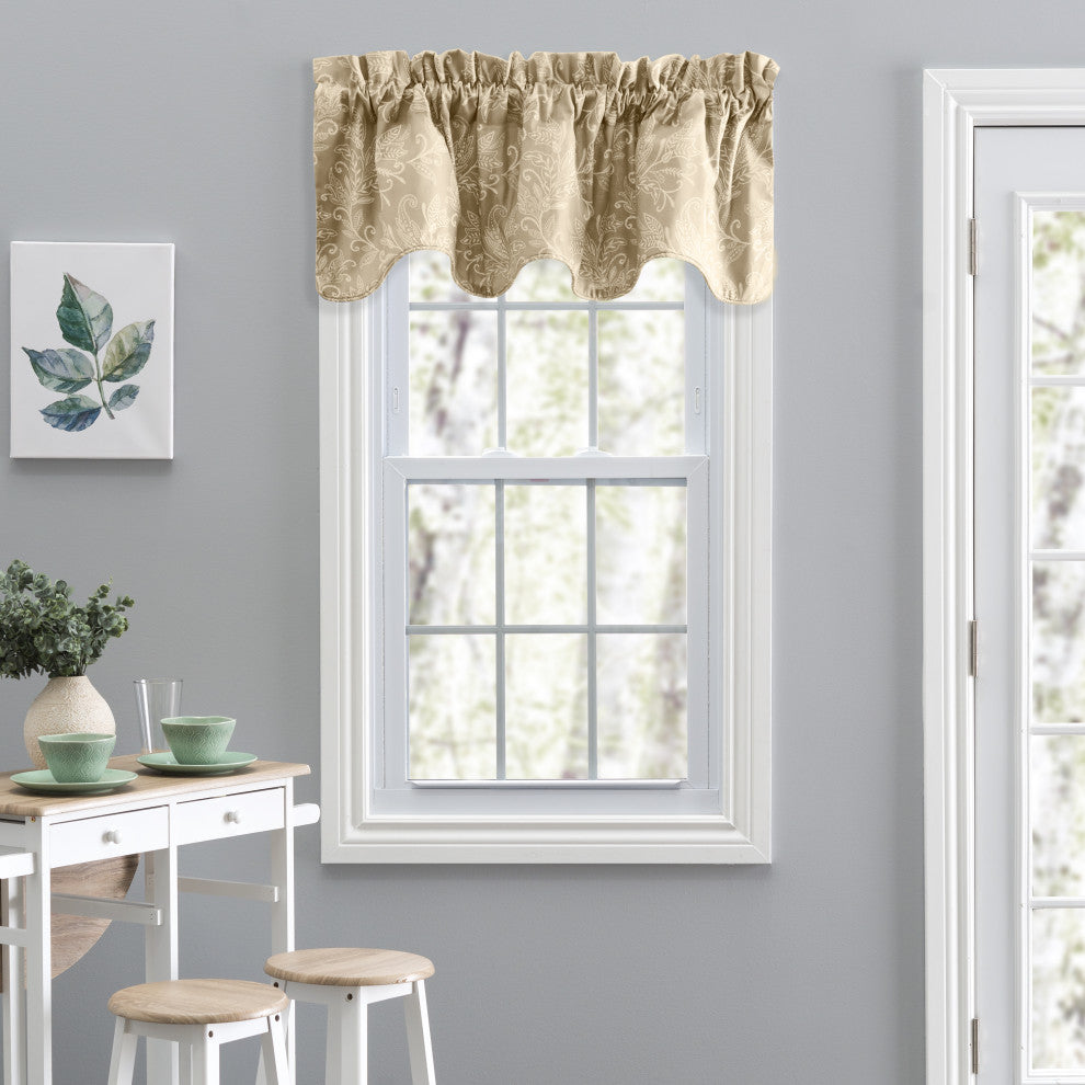 Lexington Leaf Lined Scallop Valance, Tan