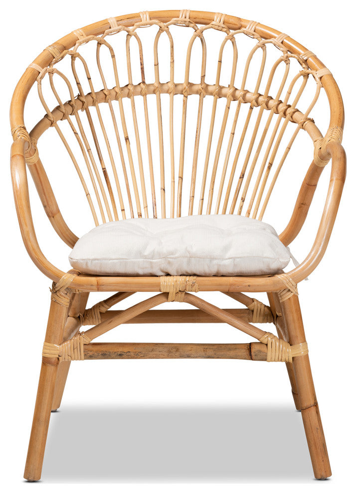 Brit Modern Rattan Dining Chair, Natural Brown