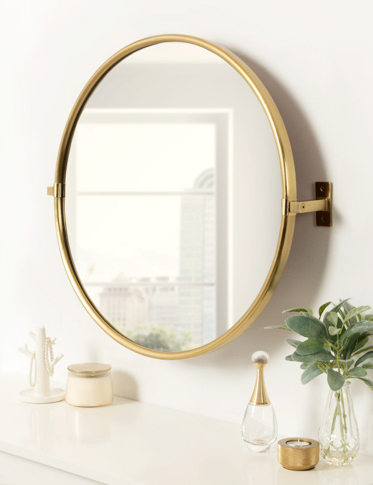 Taurus Pivot Wall Mirror, Gold, 26"x24"