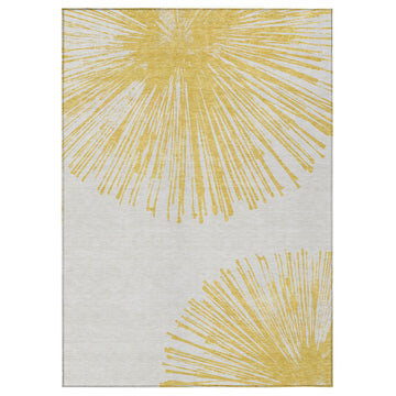 Machine Washable Indoor/Outdoor Chantille ACN642 Gold 3'' x 5'' Rug