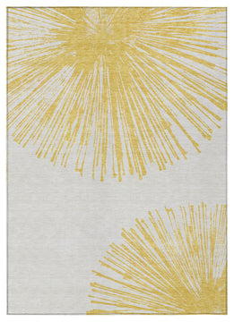 Machine Washable Indoor/Outdoor Chantille ACN642 Gold 3' x 5' Rug