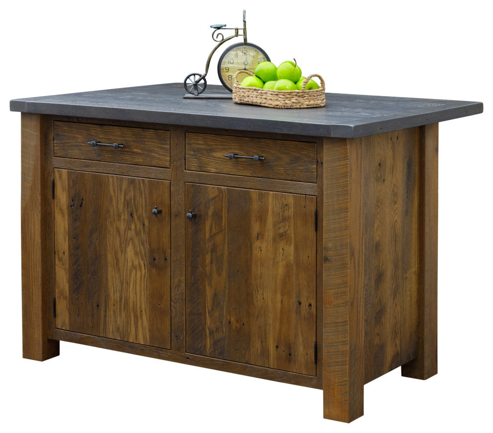 Reclaimed Oak Kitchen Island, Walnut and Antique Slate