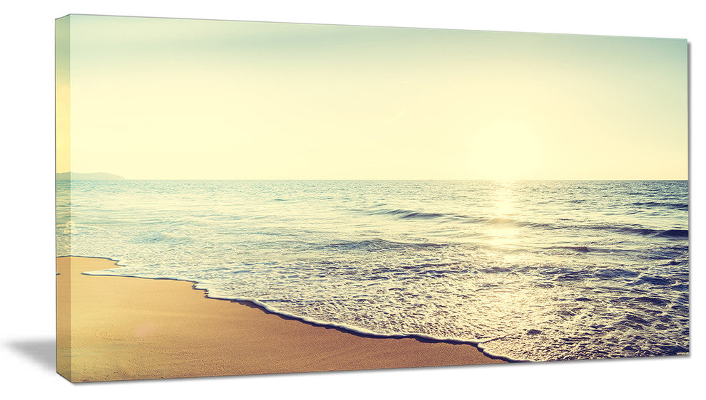 Bright Seashore during Sunset, Seashore Canvas Art Print, 32"x16"