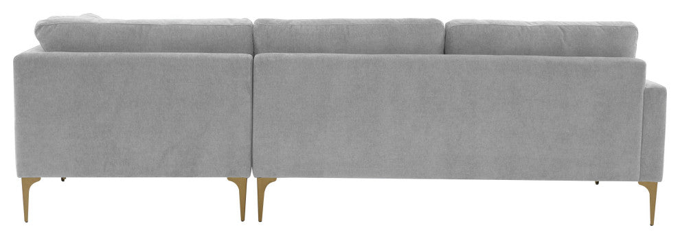 Serena Gray Velvet Right Arm Facing Chaise Sectional